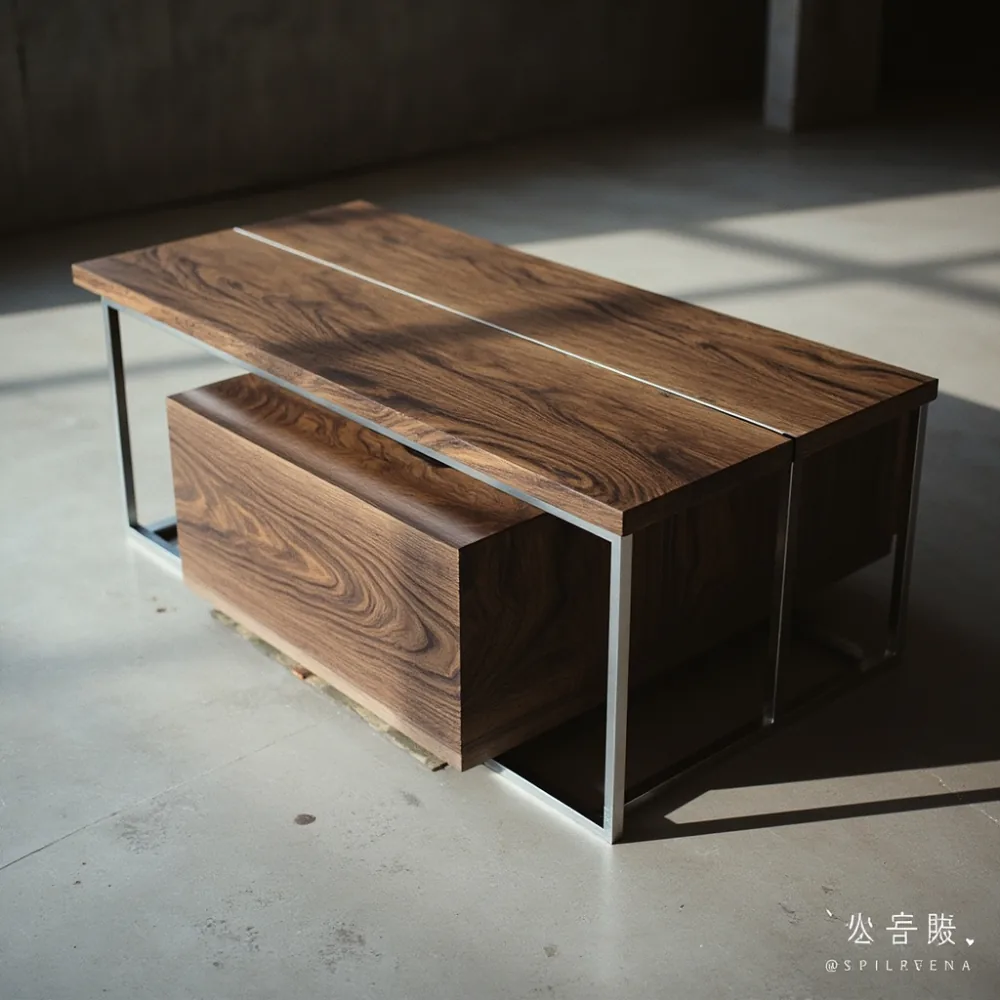 인천 송도 아파트의 블랙 월넛 모듈러 커피 테이블 110cm