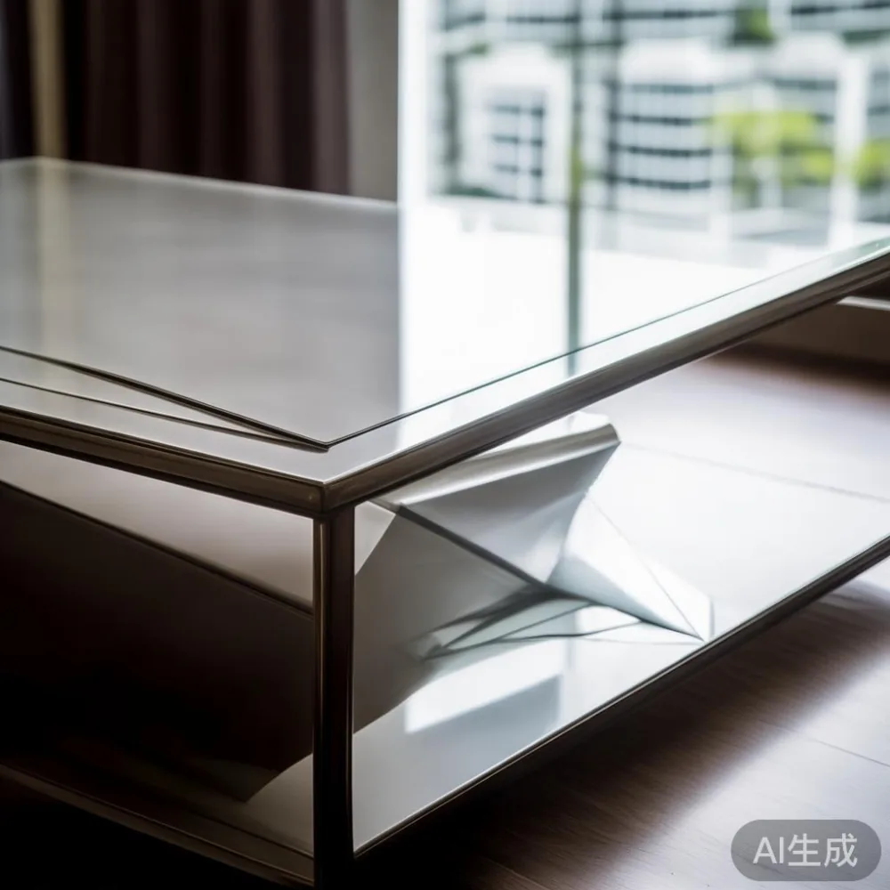 포스트모던 금속·유리 커피 테이블이 인천 아파트에 설치된 장면