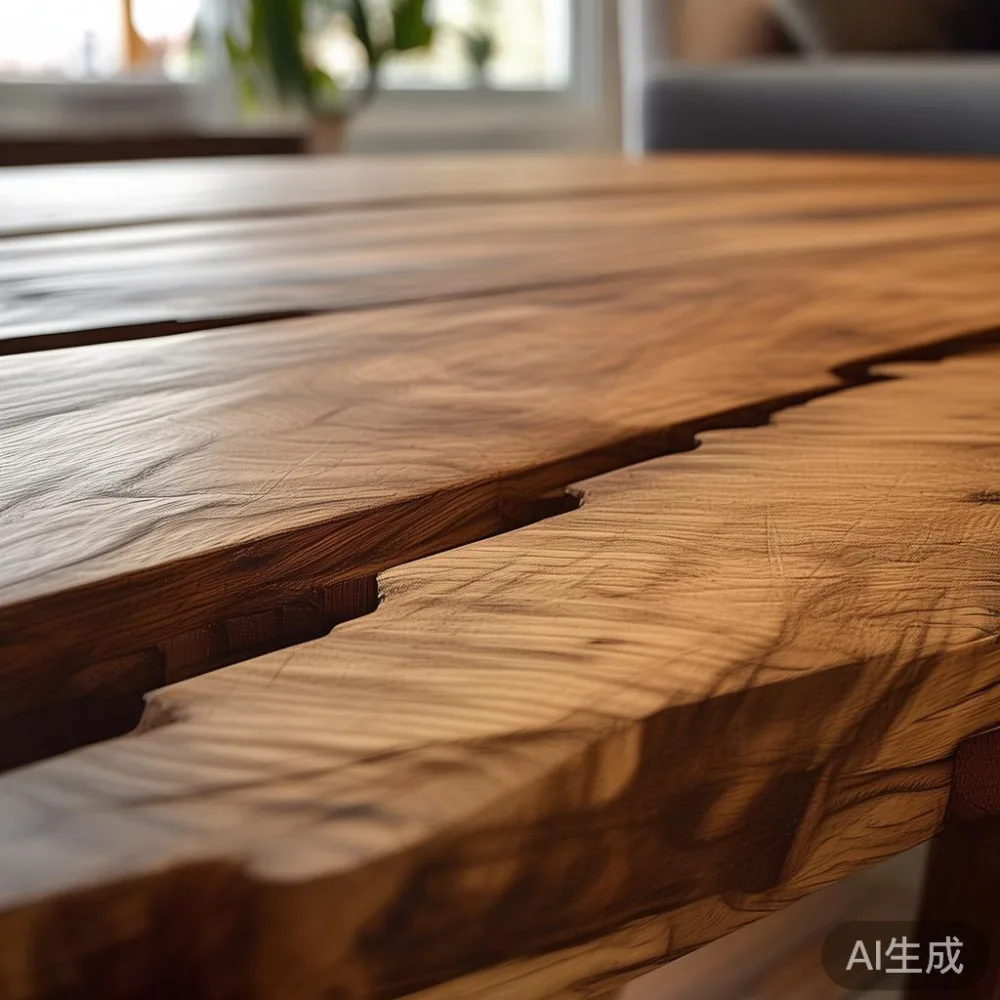 쇼핑몰에서 사이즈만 보고 누르던 소파, 집에 와서 멈칫한 적 있나요 — close-up of the grain and joinery detail, shallo